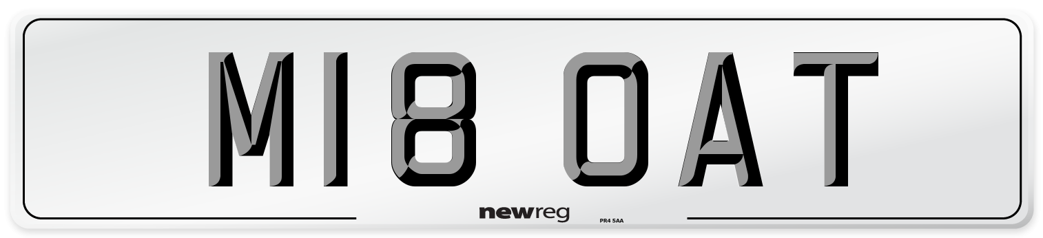 M18 OAT Number Plate from New Reg